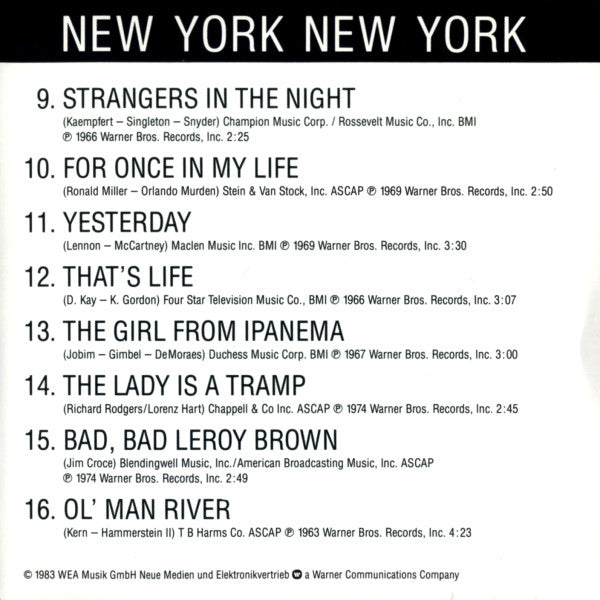 Frank Sinatra : New York New York (His Greatest Hits) (CD, Comp)