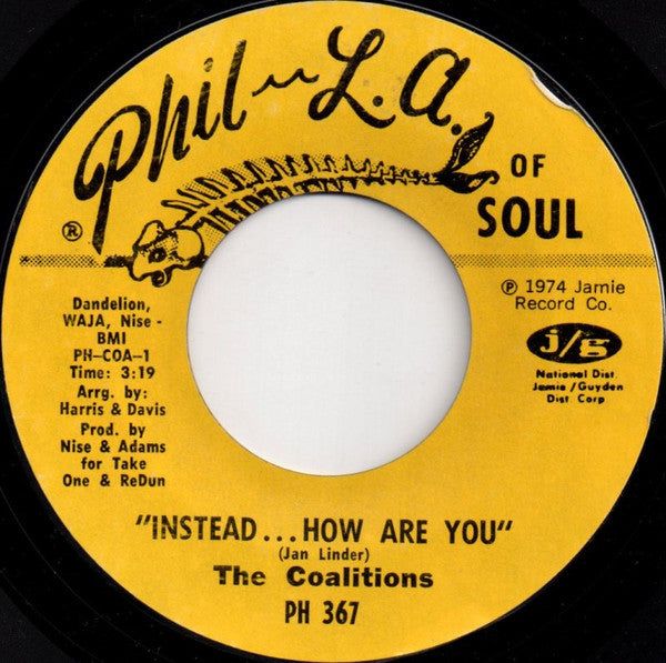 The Coalitions : Instead... How Are You (7", Styrene)