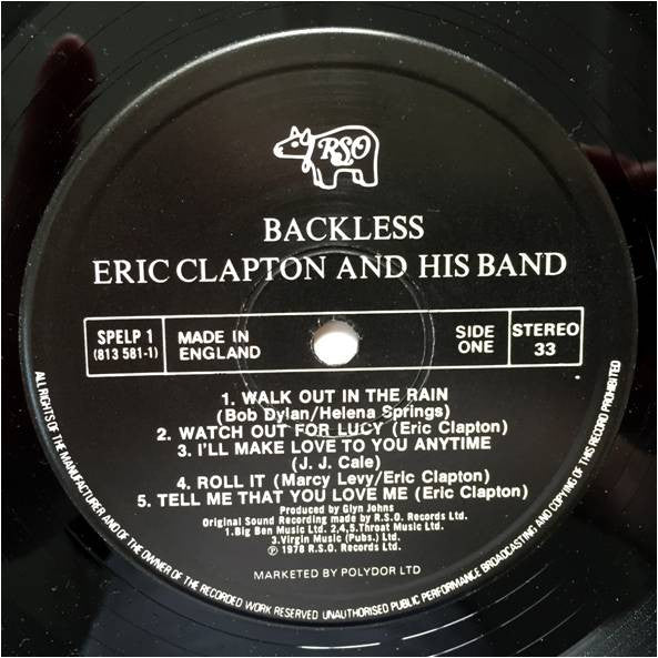 Eric Clapton : Backless (LP, Album, RE)