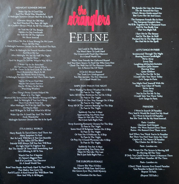 The Stranglers : Feline (LP, Album, Emb)