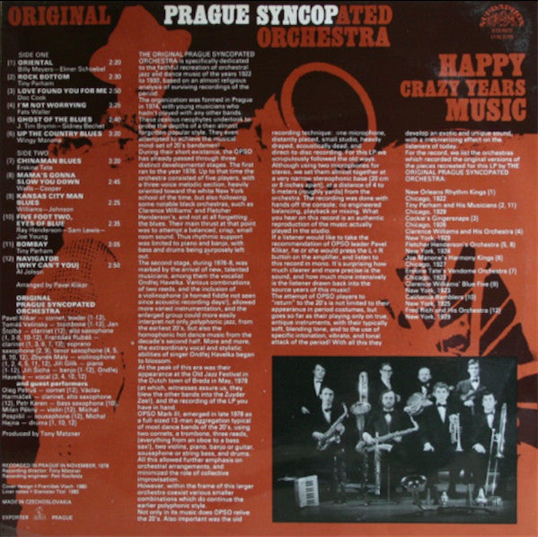 Original Prague Syncopated Orchestra* : Crazy Years - Happy Music (LP, Album)