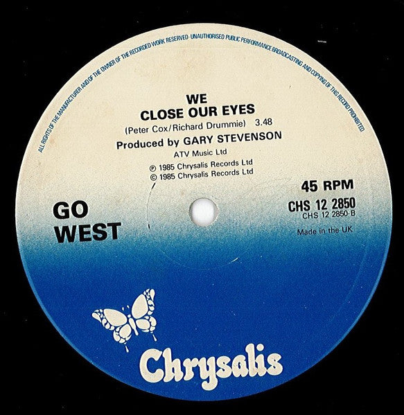 Go West : We Close Our Eyes (Total Overhang Mix) (12", Single)
