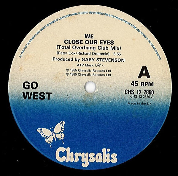 Go West : We Close Our Eyes (Total Overhang Mix) (12", Single)