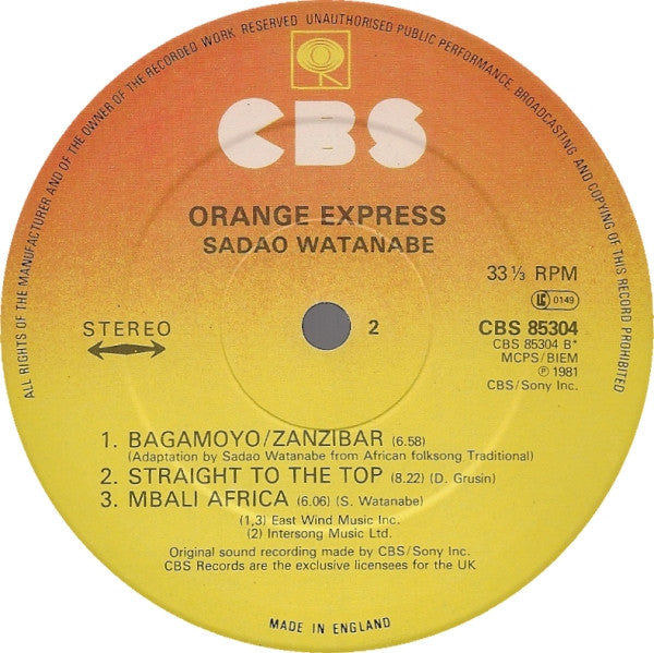 Sadao Watanabe : Orange Express (LP, Album)
