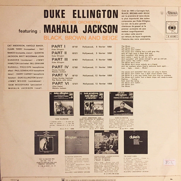 Duke Ellington, Mahalia Jackson : Black, Brown And Beige (LP, Album, RE)