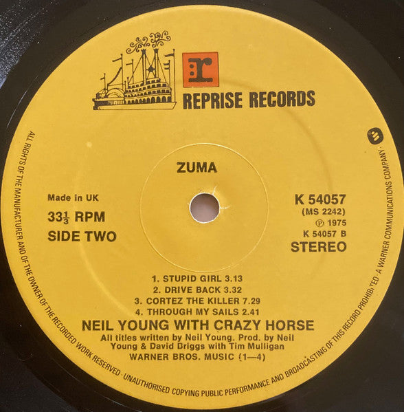 Neil Young With Crazy Horse : Zuma (LP, Album, RE, 2nd)