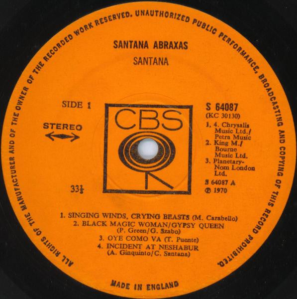 Santana : Abraxas (LP, Album, RP)