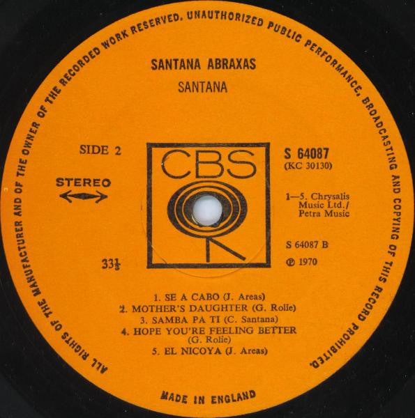 Santana : Abraxas (LP, Album, RP)