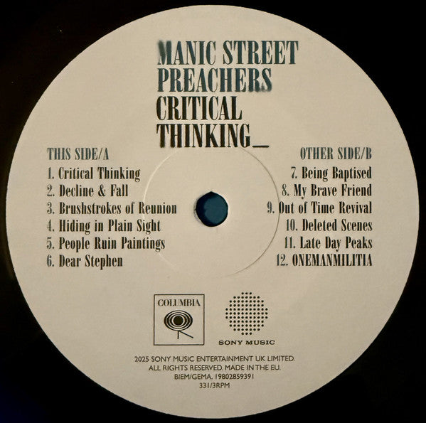 Manic Street Preachers : Critical Thinking (LP, Album, Ltd, Alt)