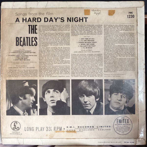 The Beatles : A Hard Day's Night (LP, Album, Mono)