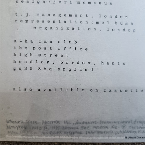 a-ha : Hunting High And Low (LP, Album)