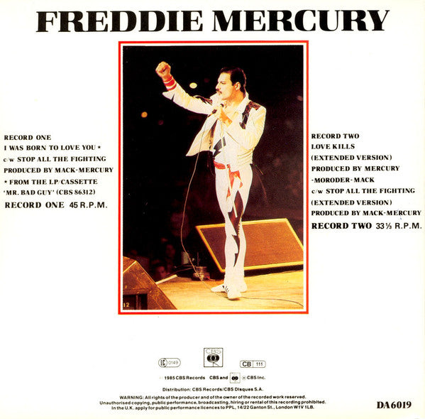 Freddie Mercury : I Was Born To Love You (2x7", Single)