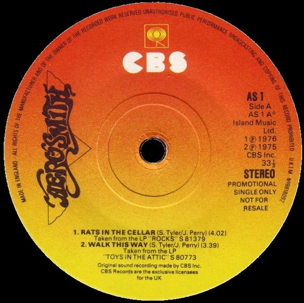 Aerosmith : Aerosmith (7", Single, Promo)