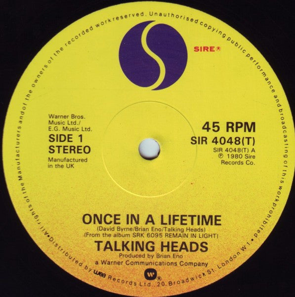 Talking Heads : Once In A Lifetime (12", Single)