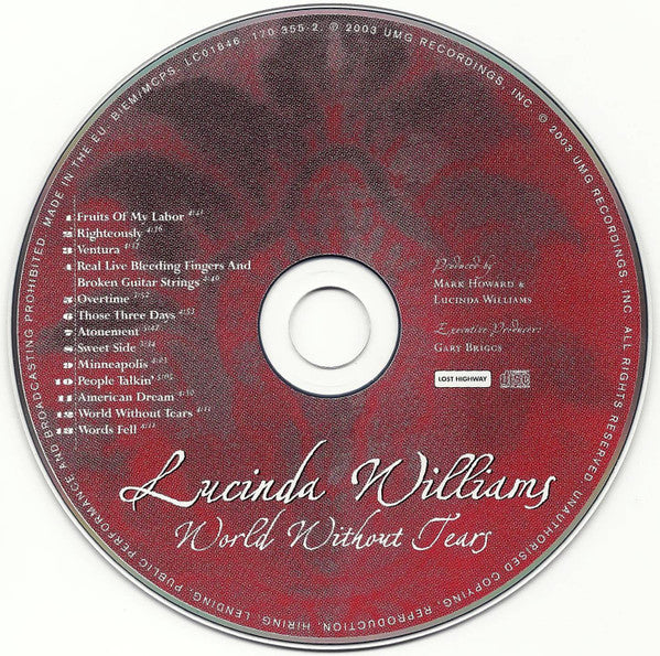 Lucinda Williams : World Without Tears (CD, Album, Jew)