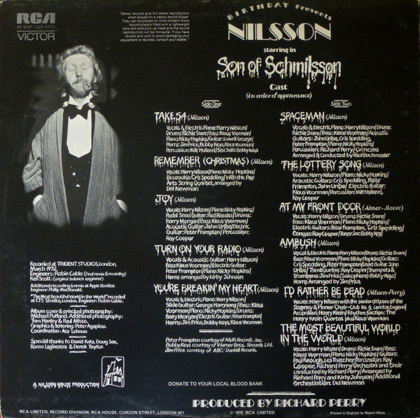 Harry Nilsson : Son Of Schmilsson (LP, Album, Gat)