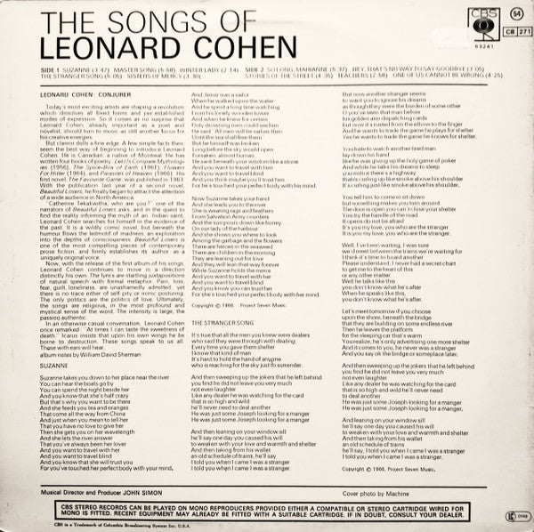 Leonard Cohen : Songs Of Leonard Cohen (LP, Album, RE)