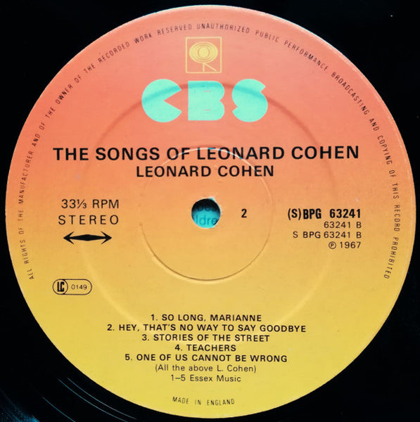 Leonard Cohen : Songs Of Leonard Cohen (LP, Album, RE)