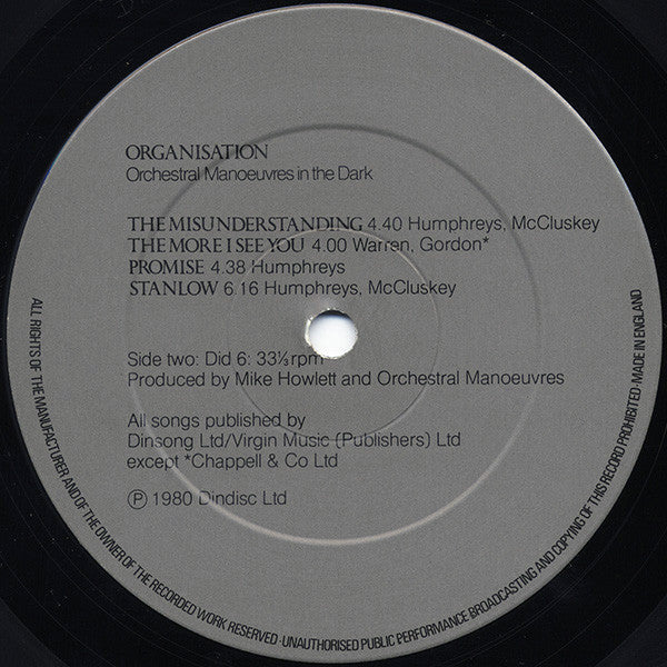 Orchestral Manoeuvres In The Dark : Organisation (LP, Album)