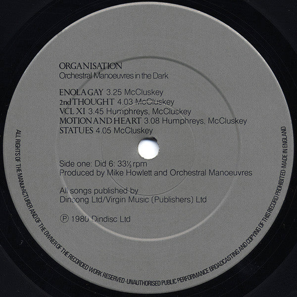 Orchestral Manoeuvres In The Dark : Organisation (LP, Album)