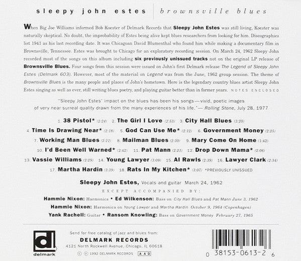 Sleepy John Estes : Brownsville Blues (CD, Album)