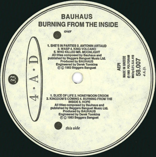 Bauhaus : Burning From The Inside (LP, Album)