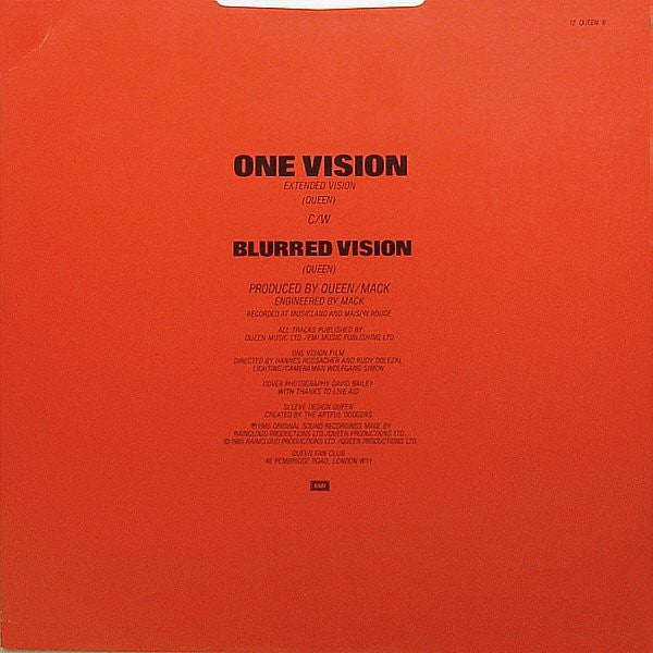 Queen : One Vision (Extended Vision) (12", Single, Red)