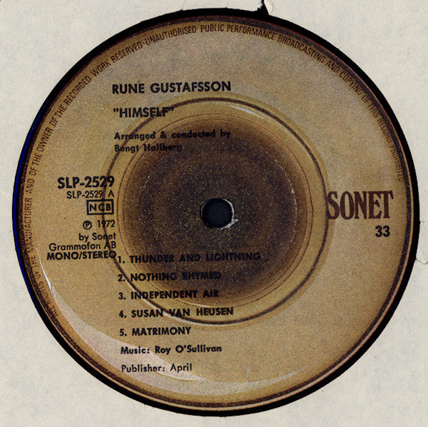 Rune Gustafsson : Himself (Plays Gilbert O'Sullivan) (LP, Album)