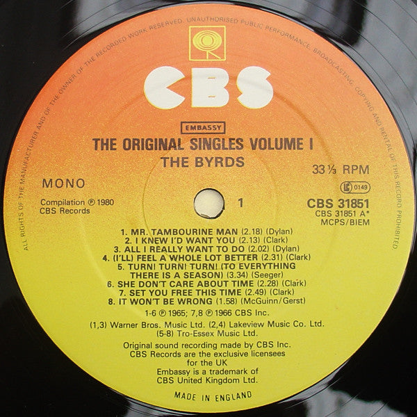 The Byrds : The Original Singles 1965-1967 Volume 1 (LP, Comp, Mono)