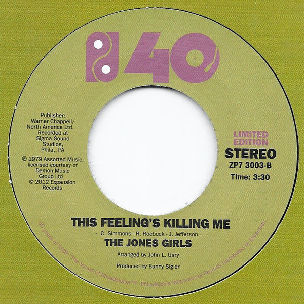 The Jones Girls : Baby Don't Go Yet / This Feeling's Killing Me (7", Single, Ltd)