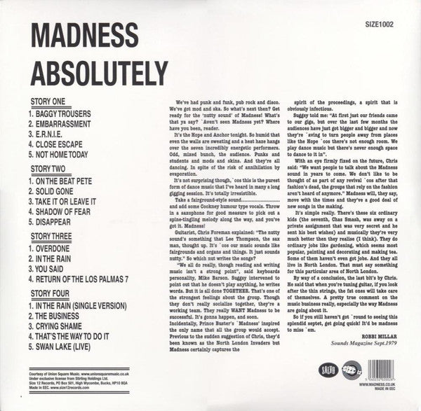 Madness : Absolutely (2x10", Album, RE)