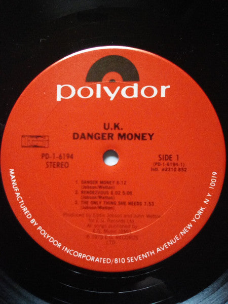 U.K.* : Danger Money (LP, Album, Pit)