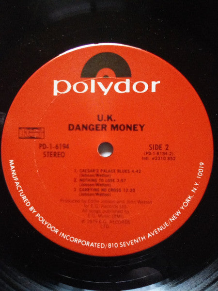 U.K.* : Danger Money (LP, Album, Pit)