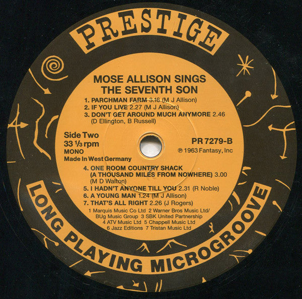 Mose Allison : Mose Allison Sings (LP, Album, Comp, Mono, RE)