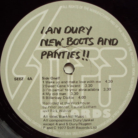 Ian Dury : New Boots And Panties!! (LP, Album, Ext)