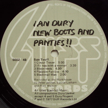 Ian Dury : New Boots And Panties!! (LP, Album, Ext)