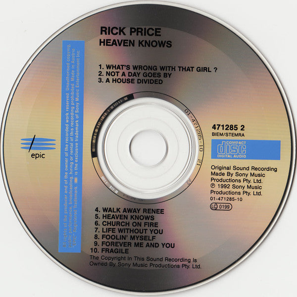 Rick Price : Heaven Knows (CD, Album)