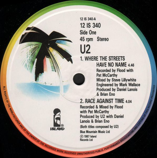 U2 : Where The Streets Have No Name (12", Single)