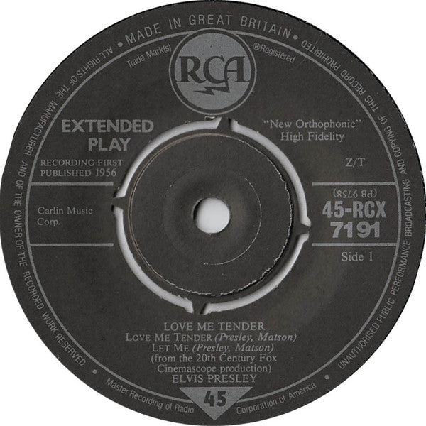 Elvis Presley : Love Me Tender (7", EP, Mono, RE)