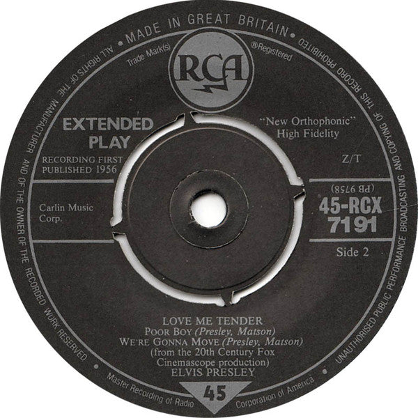 Elvis Presley : Love Me Tender (7", EP, Mono, RE)