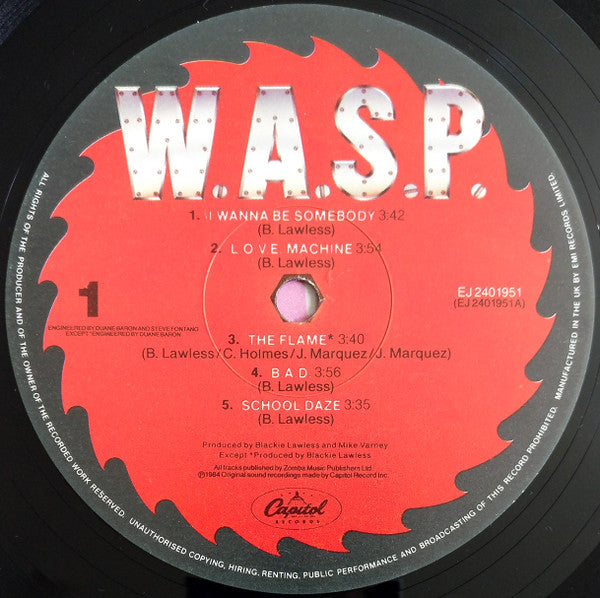 W.A.S.P. : W.A.S.P. (LP, Album, Ltd, Wit)