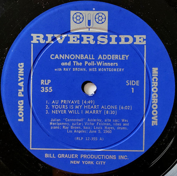 Cannonball Adderley : Cannonball Adderley And The Poll-Winners Featuring Ray Brown And Wes Montgomery (LP, Album, Mono)