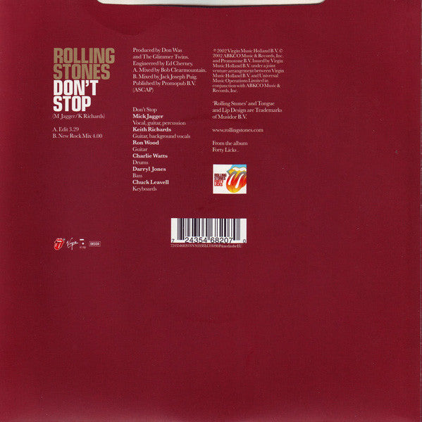 Rolling Stones* : Don't Stop (7", Ltd, Num, Red)