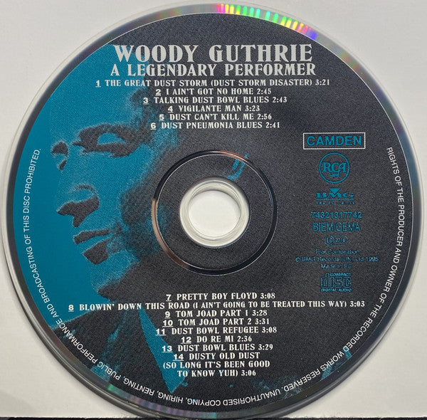 Woody Guthrie : A Legendary Performer (CD, Album, Comp, Mono, RE)
