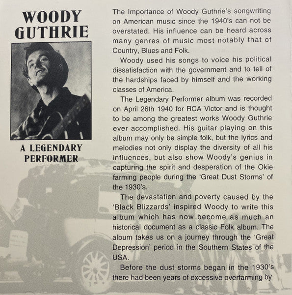 Woody Guthrie : A Legendary Performer (CD, Album, Comp, Mono, RE)