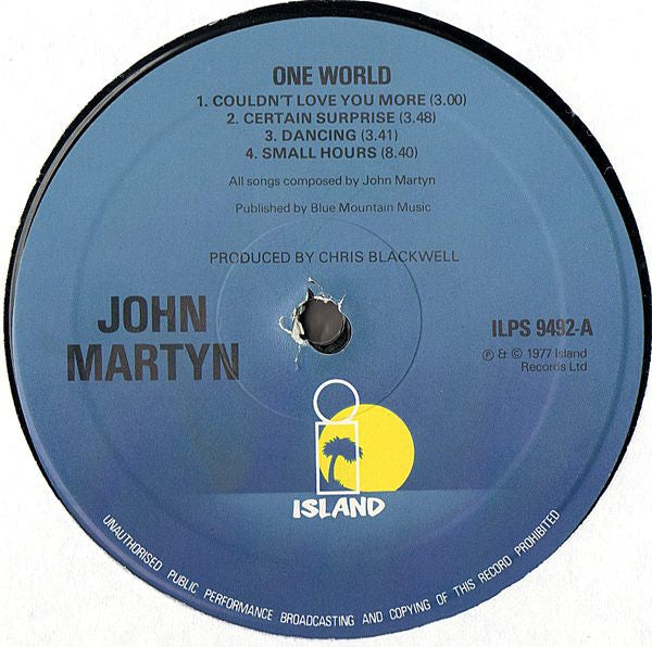 John Martyn : One World (LP, Album, IRM)