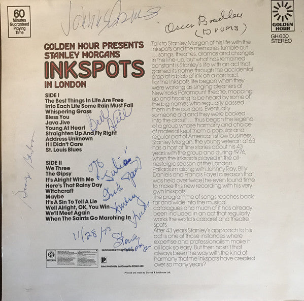 Stanley Morgan's Ink Spots : Golden Hour Presents Stanley Morgans Ink Spots In London (LP)