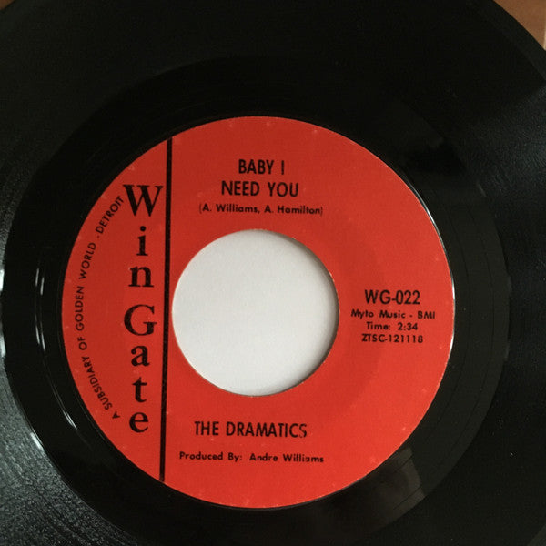 The Dramatics : Inky Dinky Wang Dang Doo / Baby I Need You (7", Styrene)