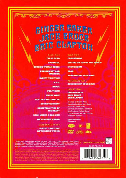 Cream (2) : Royal Albert Hall - London - May 2-3-5-6 05 (2xDVD-V, Copy Prot., Multichannel, PAL, DTS)
