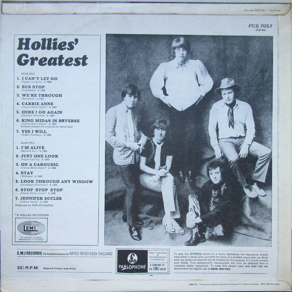 The Hollies : Hollies' Greatest (LP, Comp, RP)